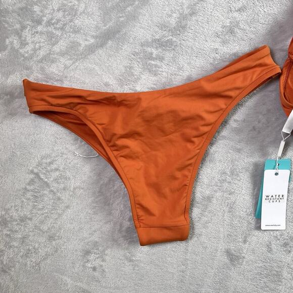 SeaFolly Australia Bikini Swimsuit Size 10 Orange/Rust Wrap Top Strappy Bottoms - Picture 10 of 12